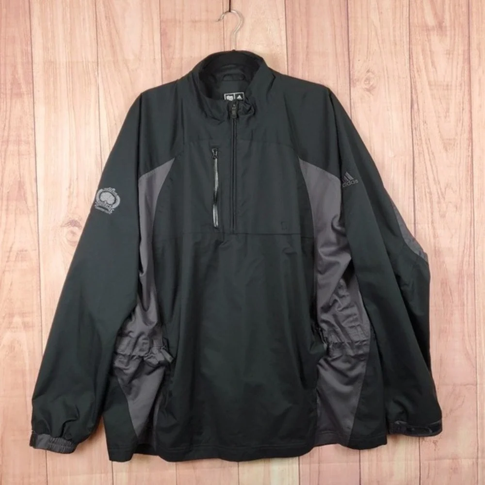 adidas Golf Quarter‎ Zip Pullover Jacket Mens Sz XL Loose Black Embroidered